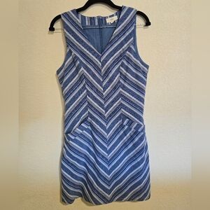 Blue Striped Sleeveless Dress